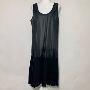 Kellwood VTG 80's Black Sheer Drop Waist Pleated Retro Gothic Dress Size 12